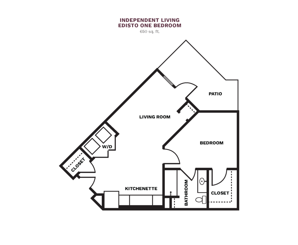 Independent Living Edisto One Bedroom floor plan.