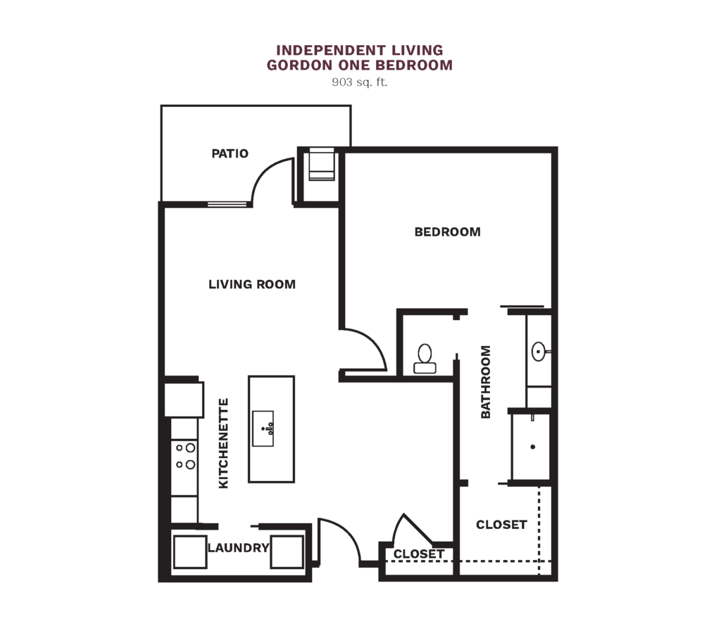 Independent Living Gordon One Bedroom floor plan.