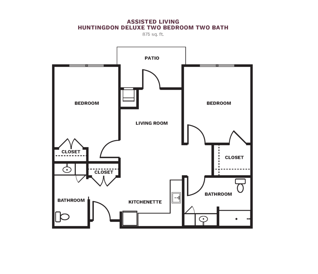 Assisted Living Huntington Deluxe Two Bedroom, Two Bath floor plan.