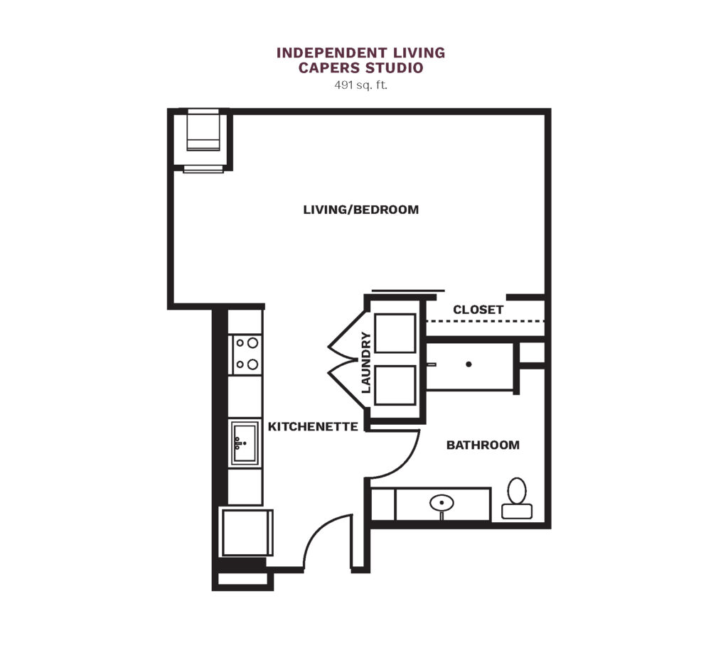 Independent Living Capers Studio floor plan.