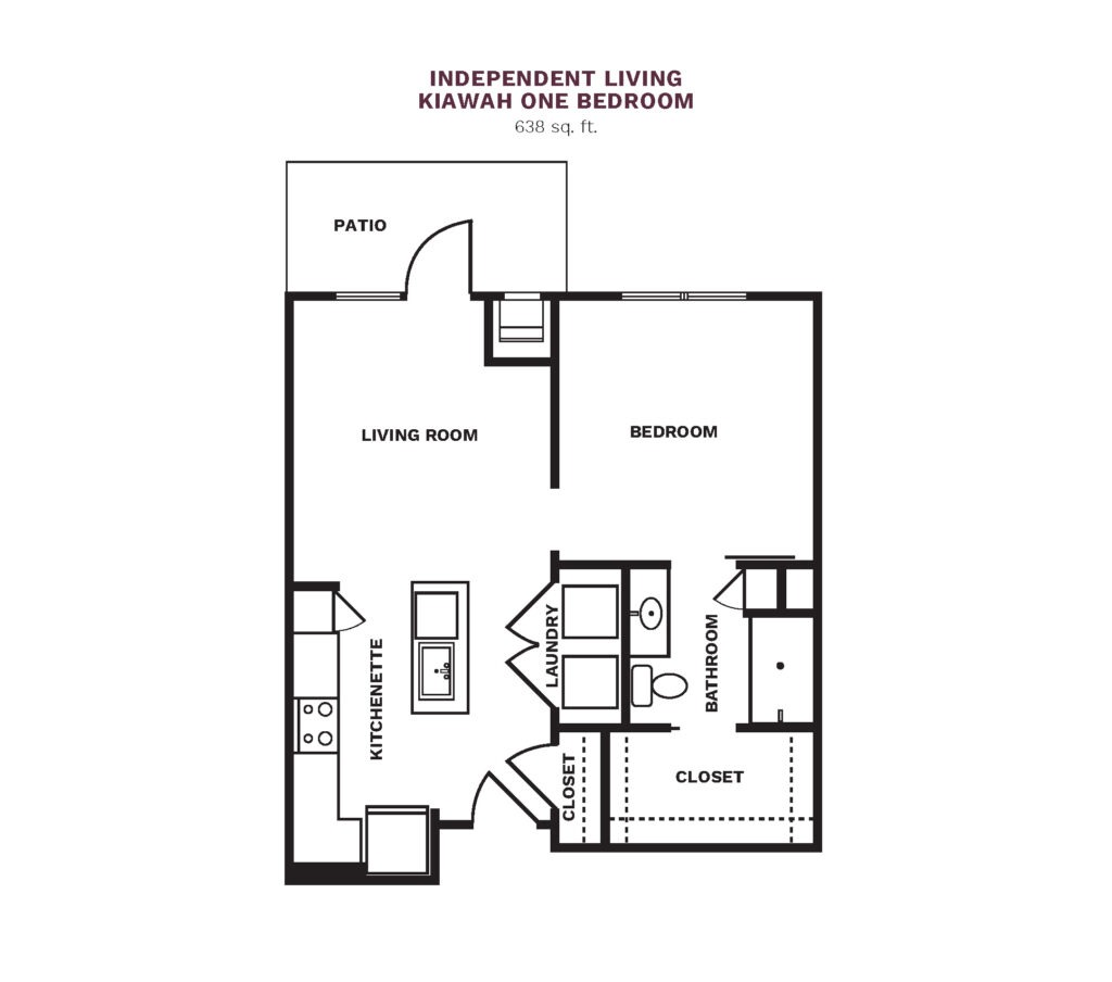 Independent Living Kiawah One Bedroom floor plan.