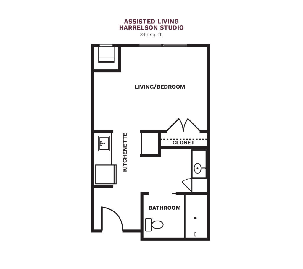 Assisted Living Harrelson Studio floor plan.